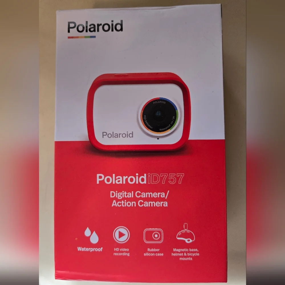 POLAROID Red and White Action Camera with Accessories